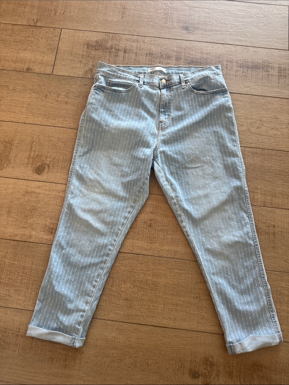 Signature by Levi Strauss Heritage Light Blue Pinstripe Boyfriend Jeans